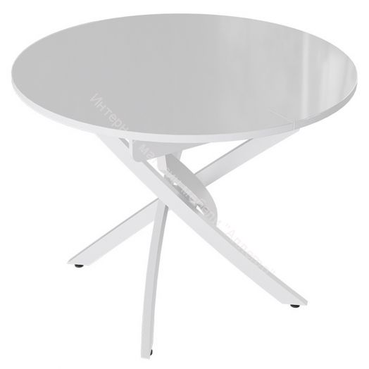 Стол обеденный «Diamond» Тип 3 (Белый муар/Белый глянец)