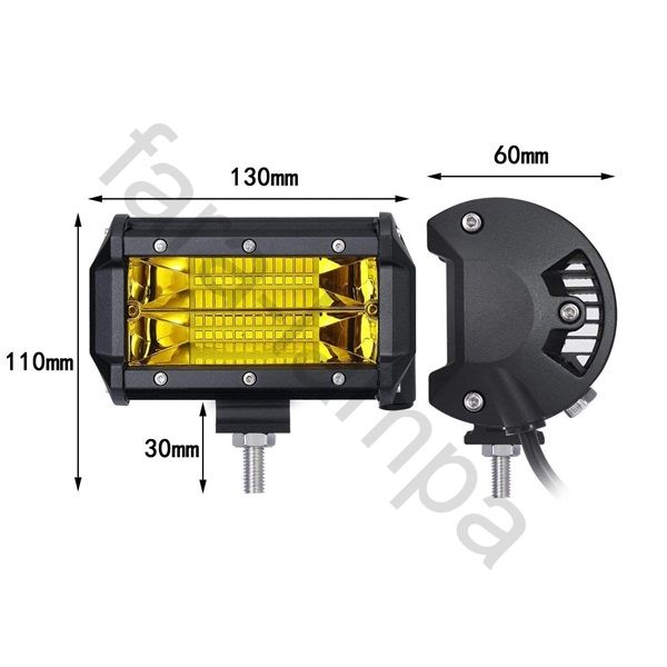 Светодиодная фара желтого ближнего света со светотеневой границей 72W