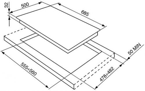 Газовая варочная панель smeg SRV876AOGH