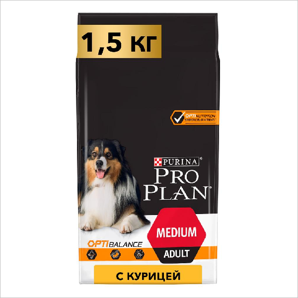 Сухой корм для собак средних пород Pro Plan Medium Adult с курицей