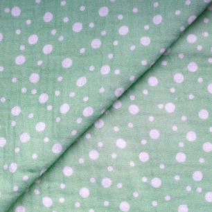 Муслин двухслойный - Белый горошек на мятном 50х45 limit