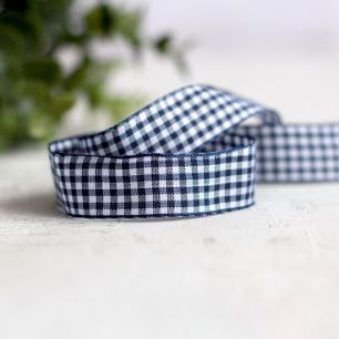 Лента декоративная - Сине-белая клетка 20 мм - 1 м