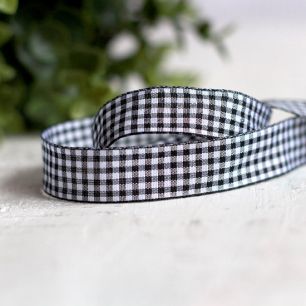 Лента декоративная - Черно-белая клетка 20 мм