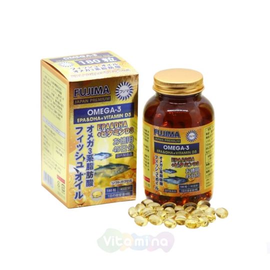 Fujima OMEGA-3 + VITAMIN D3 Омега 3 + Витамин Д3, 180 шт.