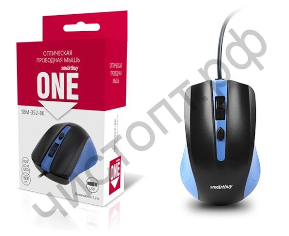 Мышь провод.USB Smartbuy ONE 352 сине-черная (SBM-352-BK)