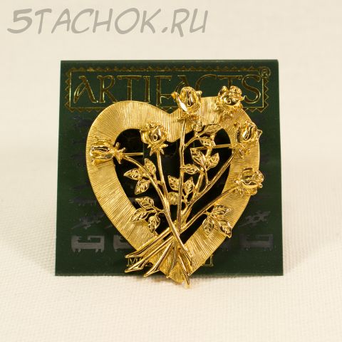Брошь "Сердце и розы" (JJ США)