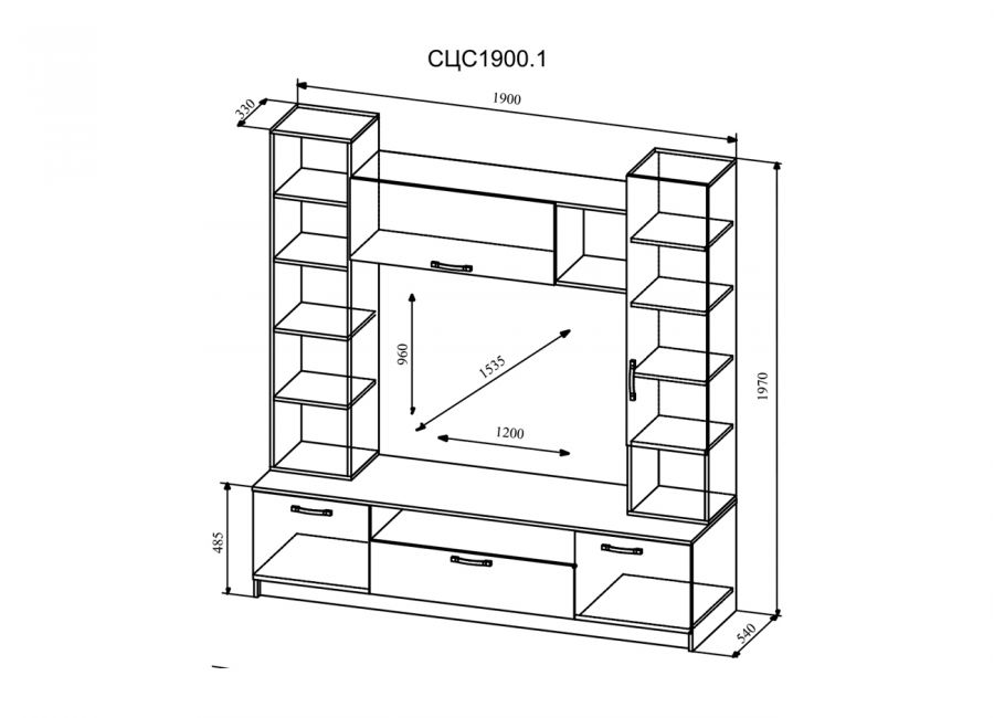 Софи Гостиная №4 СЦС 1900.1 (Белый глянец/корпус дуб сонома)