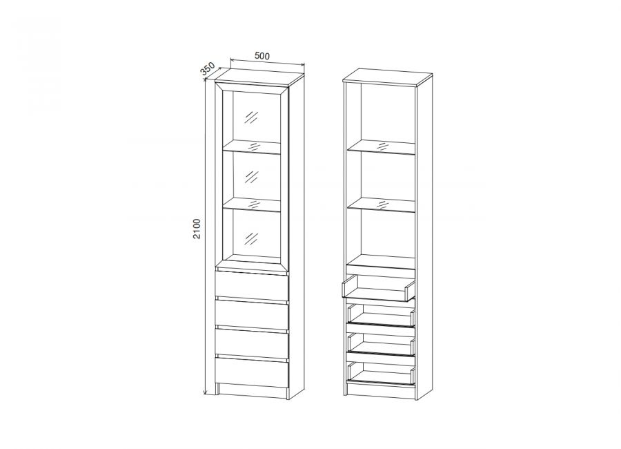 Марли Шкаф-витрина МШПС 500.1
