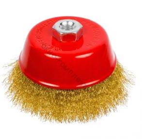 Щетка-крацовка чашечная, латунированная стальная проволока, посадочная гайка М14, 125мм, (шт.) 45-1-007