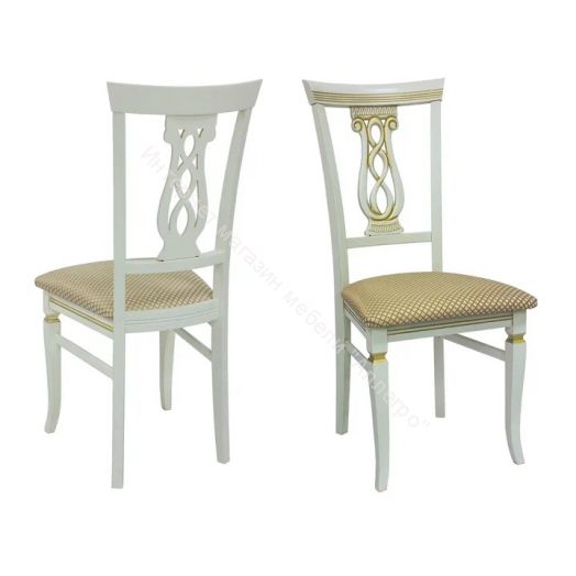 Стул Leset Юта Слоновая кость1013 с золотой патиной/жаккард Атина золотой Ж4.02