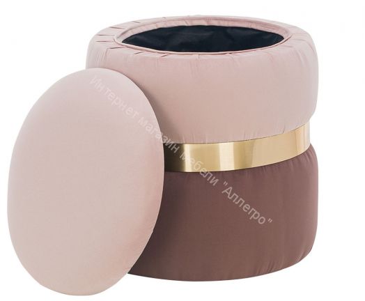 Пуф Leset Голди V37/36 велюр бежево-розовый/коричневый