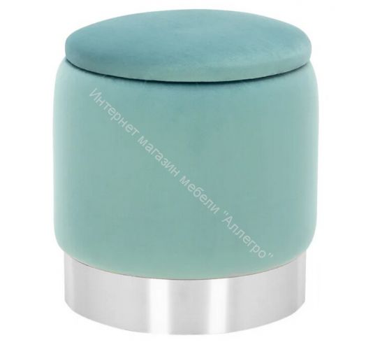 Пуф Leset Йорк мини MR15 велюр бирюзовый/серебро
