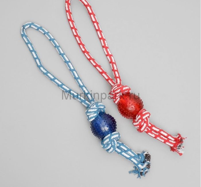 Игрушка канатная "Узел с мячиком", 70-80 г, микс цветов