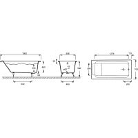 Встраиваемая ванна из чугуна Jacob Delafon Parallel 150х70 E2946-00 схема 4