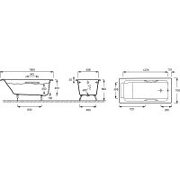 Чугунная ванна Jacob Delafon Parallel 170x70 E2948-00 с антискользящим покрытием схема 3