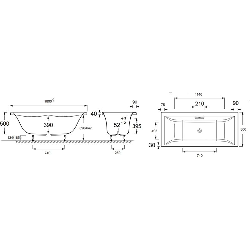 Ванна акриловая Jacob Delafon Evok E60269RU-00 180x80 схема 6