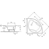 Акриловая ванна Jacob Delafon Presquile 145x145 E6045RU-00 угловой формы схема 2