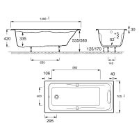 Акриловая ванна Jacob Delafon Odeon Up 150x70 E6060RU-00 с подголовником схема 5