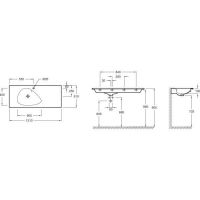 Широкая прямоугольная раковина Jacob Delafon Nouvelle Vague 121 EXAP112 схема 17