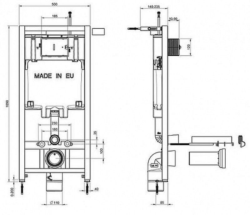 Комплект унитаза с инсталляцией Jacob Delafon Patio E21734RU-00 с схема 4