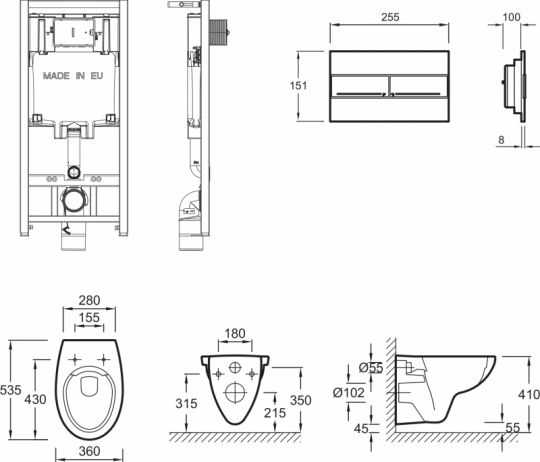 Комплект унитаза с инсталляцией Jacob Delafon Patio E21740RU-00 с сиденьем soft-close схема 7