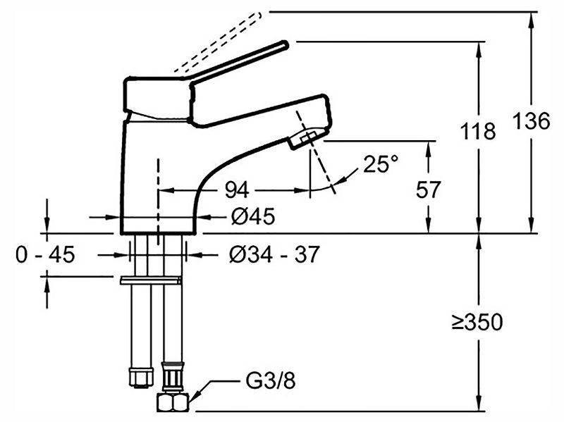 Смеситель для раковины Jacob Delafon EO E24158RU-CP однорычажный схема 3