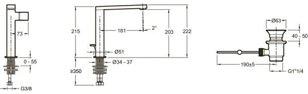 Смеситель для раковины Jacob Delafon Composed E73159 однорычажный схема 8