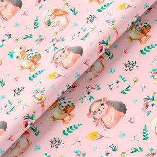 Хлопок - Милые зверушки на розовом 50х37 см limit