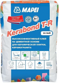 Клей для Плитки и Керамогранита Mapei Kerabond T-R 25кг Белый на Цементной Основе / Мапей Керабонд ТР