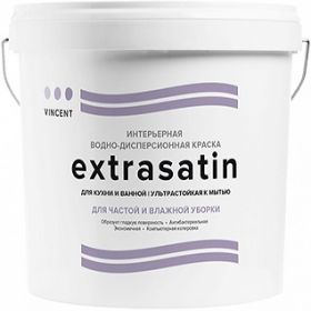 Краска Влагостойкая Vincent Extrasatin 0.8л Износостойкая, Полуглянцевая / Винсент Экстрасатин