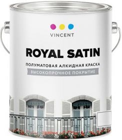 Эмаль Универсальная Vincent Royal Satin 2.25л Алкидная, Белая, Полуматовая для Внутренних и Наружных Работ