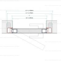 Горизонтальный разрез скрытой двери_полотно 40 мм, клеевой профиль полотна