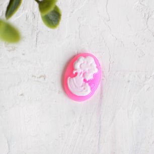 Кабошон акриловый Камея бело-розовая 13*18 мм - 5 шт