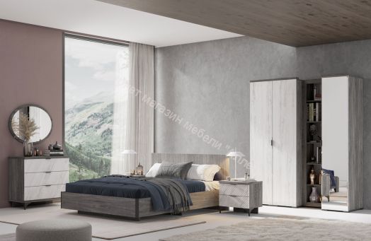 Комод 3 ящика "Шаде" КМ 2901 (Чёрный ясень/Санторини белый)