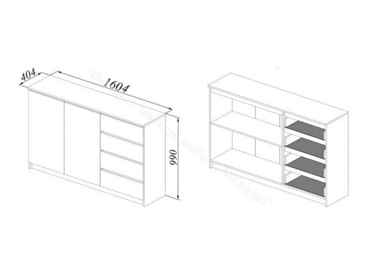 Комод "Мори" МК1600.1  2 двери, 4 ящика