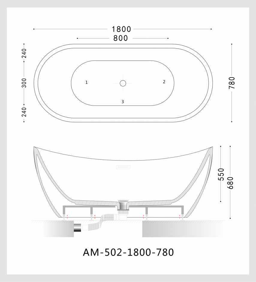 Ванна из литьевого акрила ARTMAX AM-502 ФОТО