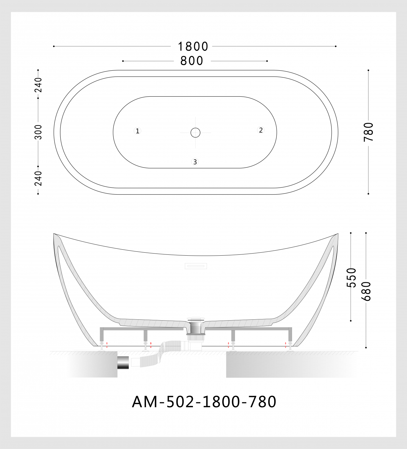 Ванна из литьевого акрила ARTMAX AM-502 схема 5