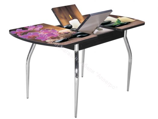 Стол раздвижной "Грация" (Беленый дуб/Фотопечать Релакс)