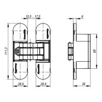 Петля Armadillo U3D6000 скрытой установки. Схема