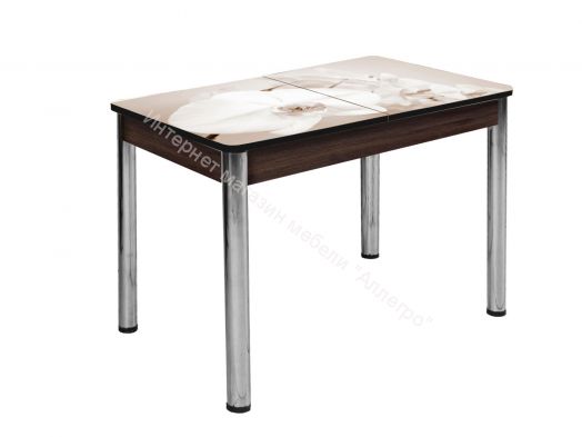 Стол раздвижной "Триумф" (1,17м), (1,35м) опоры круглые хром фотопечать арт.236743954