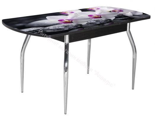 Стол раздвижной со стеклом "Грация" (1,45) Венге/Фотопечать Орхидея белая R 041