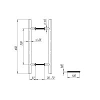 Ручка-скоба Fuaro PH-22-25/300 INOX. Длина 450 мм схема