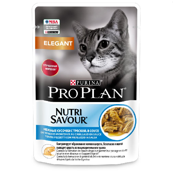 Влажный корм для кошек Pro Plan Nutrisavour Derma Plus с треской 85 гр