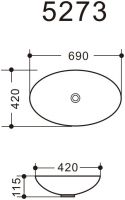 Накладная раковина Art&Max AM5273-W 69x42 схема 4