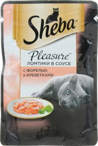 Корм д/кошек SHEBA 85г Плежер форель/креветки