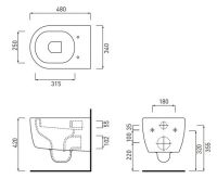 Подвесной унитаз Cielo Smile Mini SMVSRK без ободка схема 3