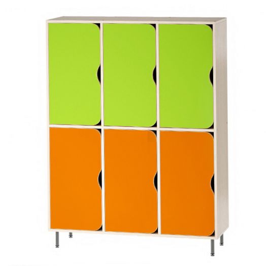 РСН-019 Шкаф детский двухярусный 6 секций (Цветные фасады)