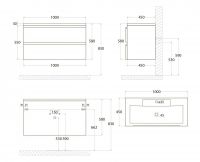 Подвесная тумба под раковину Art&Max BIANCHI AM-Bianchi-1000-2C-SO 100х48 схема 5