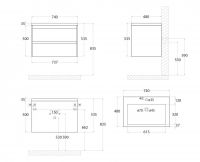 Подвесная тумба для раковины Art&Max FAMILY Family-750-2C-SO 75х48 схема 5