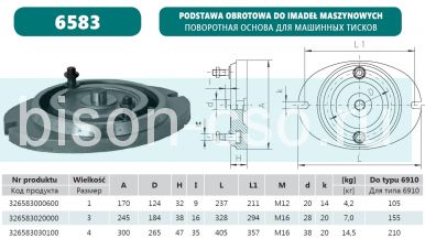 Поворотное основание  6583-3 для  тисков 6910-155 мм